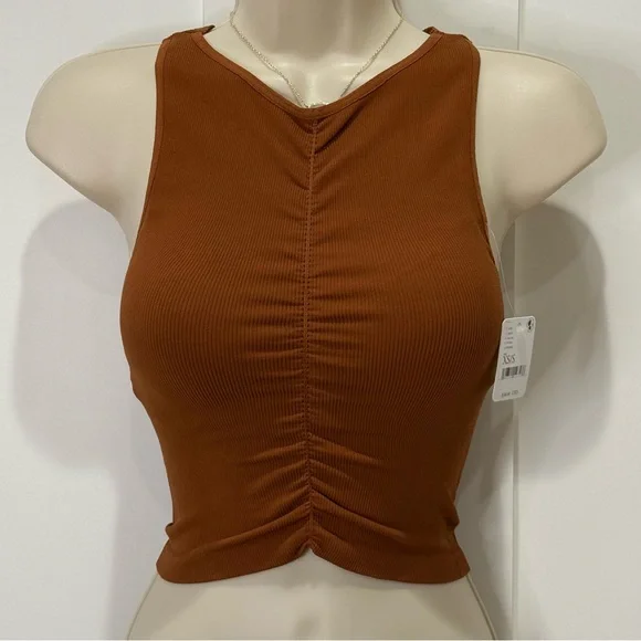 NWT Free People Intimately Ruched Front Seamless Cami Tank Top XS Brown Minimal - Picture 2 of 7